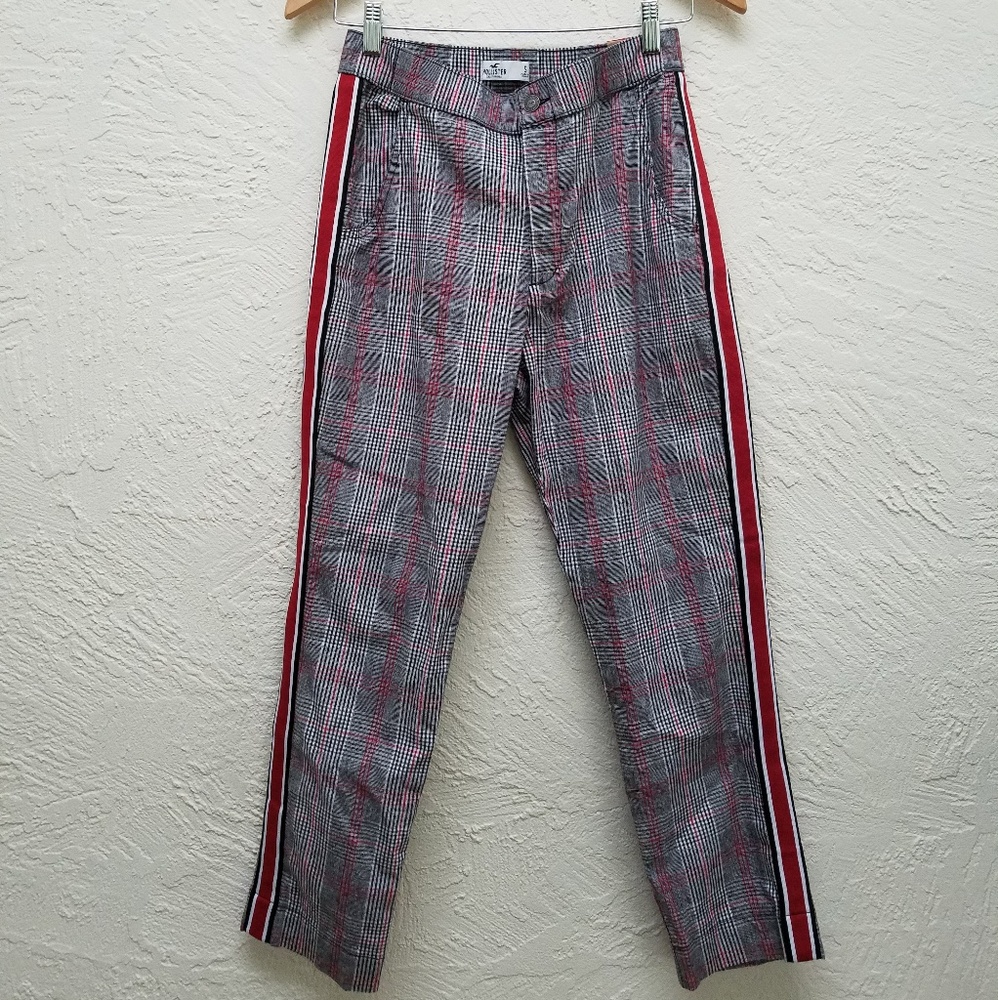 Hollister side stripe plaid trousers